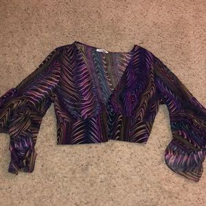Multi colored long sleeve crop top